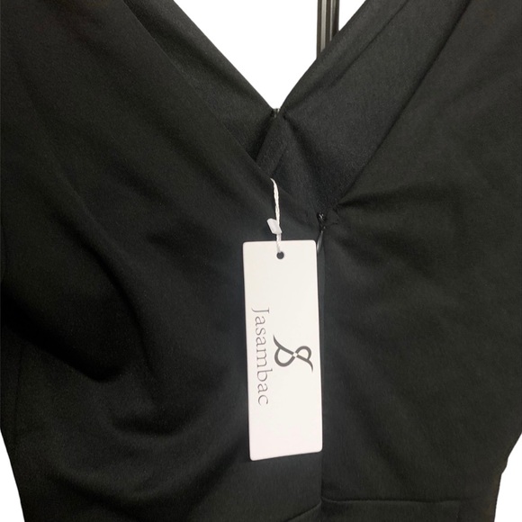 *NEW* Women Office Pencil Dress Wrap V Neck Ruffle Hem For Work Dresses - Picture 10 of 10